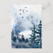 Watercolor Blue Mountain Wedding Details Card Begleitkarte (Rückseite)