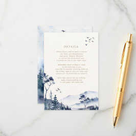 Watercolor Blue Mountain Wedding Details Card Begleitkarte