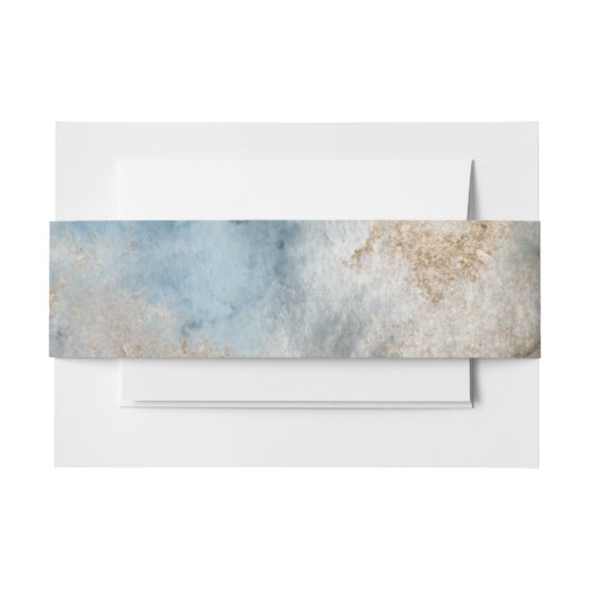 watercolor blue ocean and gold splash einladungsbanderole (Vorderseite Beispiel)