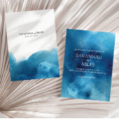 Watercolor Blue Ocean Wave Wedding Einladung