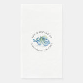 Watercolor Blue Octopus Beach Wedding Personalized Serviette (Vorderseite)