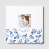 Watercolor Blue Oyster Shell Square Wedding Gästebuch (Rückseite)