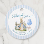 Watercolor Blue Peter Rabbit Baby Shower Boy Geschenkanhänger (Vorderseite)