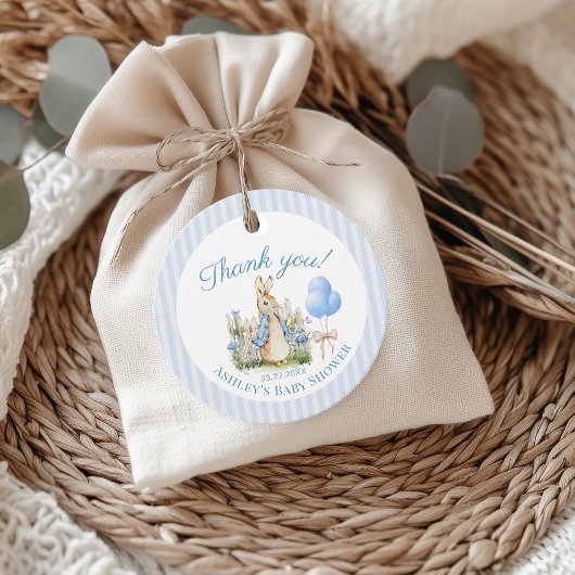Watercolor Blue Peter Rabbit Baby Shower Boy Geschenkanhänger