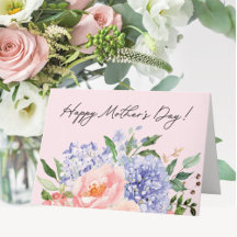 Watercolor Blue Pink Floral Happy Mother Day