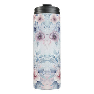 Watercolor Blue Pink Floral Thermal Tumbler Thermosbecher
