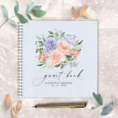 Watercolor Blue Pink Floral Wedbook Notizblock