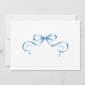 Watercolor Blue Ribbon Baby Sprinkle Einladung (Rückseite)