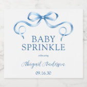 Watercolor Blue Ribbon Baby Sprinkle Schaumweinetikett (Einzelnes Label)