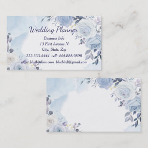 Watercolor Blue Rose Hochzeitsplaner Custom  Visitenkarte