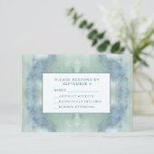 Watercolor Blue RSVP Card Boho Hippie (Stehend Vorderseite)