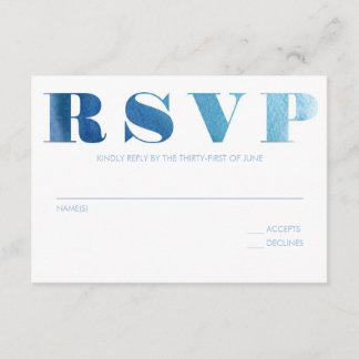 Watercolor Blue RSVP Card Karte