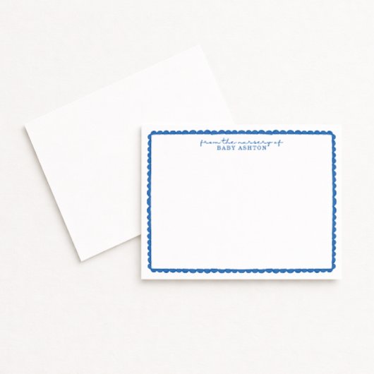 Watercolor Blue Scalloped Nursery Note Card Ankündigung
