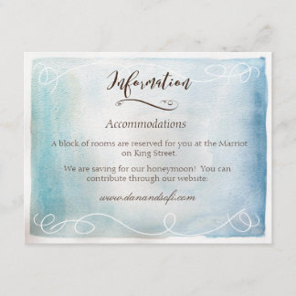 Watercolor Blue Sea oder Sky Information Card Begleitkarte