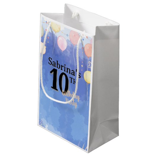 Watercolor Blue Sky Kleine Geschenktüte (Rückseite Schrägansicht)