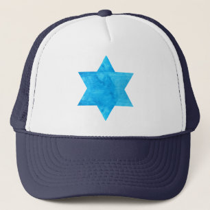 watercolor Blue Star of David Truckerkappe