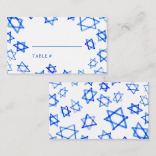 Watercolor Blue Star von David Bar Bat Mitzvah Platzkarte