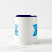 Watercolor Blue Star von David Happy Hanukkah Zweifarbige Tasse (Mittel)