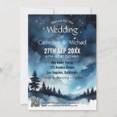 Watercolor Blue Starry Night Sky Celestiding Weddi Einladung (Vorderseite)