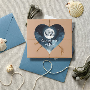 Watercolor Blue Starry Night Sky Celestiding Weddi Runder Aufkleber