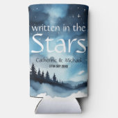 Watercolor Blue Starry Night Sky Celestiding Weddi Selters Dosenkühler (Rückseite)