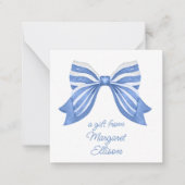 Watercolor Blue Strip Bow Geschenkverpackung Mitteilungskarte (Vorderseite)