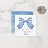 Watercolor Blue Strip Bow Geschenkverpackung Mitteilungskarte (Vorderseite/Rückseite Beispiel)