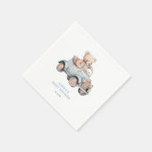 Watercolor Blue Teddy Bear Boy Baby Dusche Serviette (Ecke)