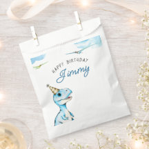 Watercolor Blue Three Rex Dinosaurier Geburtstag