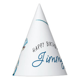 Watercolor Blue Three Rex Dinosaurier Geburtstag Partyhütchen