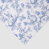 Watercolor Blue Toile De Jouy Osterkaninchen Seidenpapier (Ausschnitt)