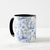 Watercolor Blue Toile De Jouy Ostersonne Tasse (Vorderseite Links)