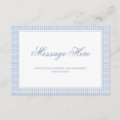 Watercolor Blue und White Gingham Wedding Begleitkarte (Vorderseite)