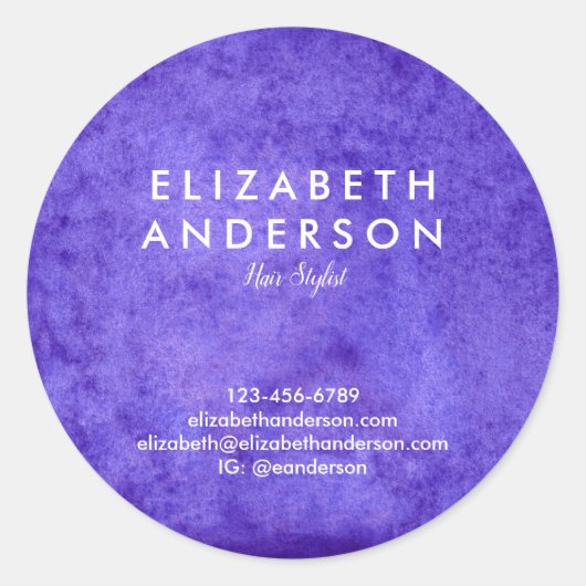 Watercolor blue violet Classic Round Sticker (Vorderseite)