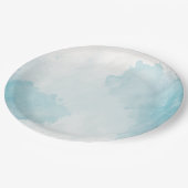 Watercolor Blue Wash Pappteller (Schrägansicht)