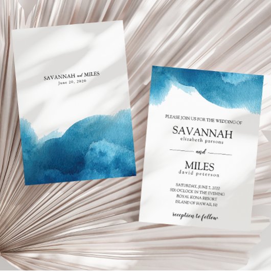 Watercolor Blue Wash Wedding Einladung