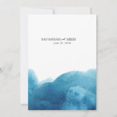 Watercolor Blue Wash Wedding Einladung (Rückseite)