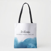 Watercolor Blue Wash Wedding Willkommensbeutel Tasche (Vorderseite)