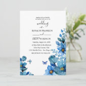 watercolor blue wedding Invitation Einladung (Stehend Vorderseite)