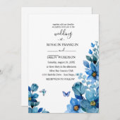 watercolor blue wedding Invitation Einladung (Vorne/Hinten)
