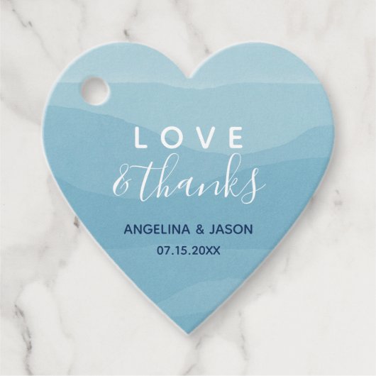 Watercolor Blue Wedding Vielen Dank Geschenkanhänger (Vorderseite)