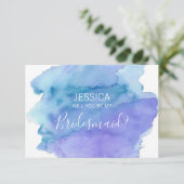 Watercolor Blue Werden Sie meine Bridesmaid? Einladung (Stehend Vorderseite)