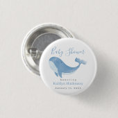 Watercolor Blue Whale Baby Dusche Button (Vorne & Hinten)