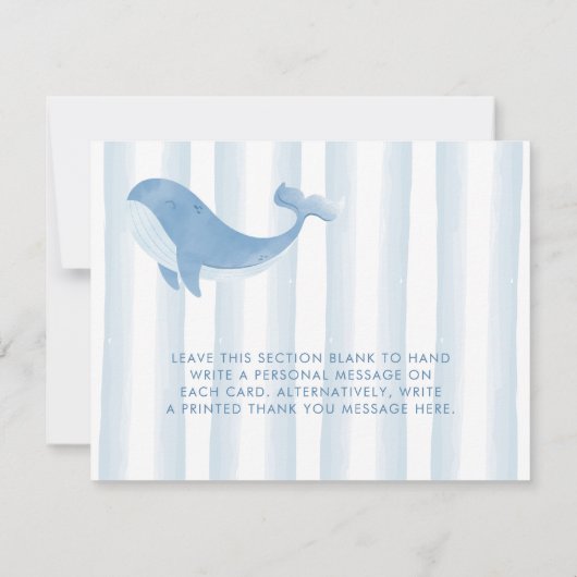 Watercolor Blue Whale Baby Dusche Danke Karte (Rückseite)