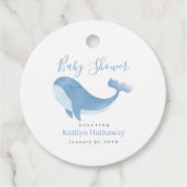 Watercolor Blue Whale Baby Dusche Geschenkanhänger (Vorderseite)