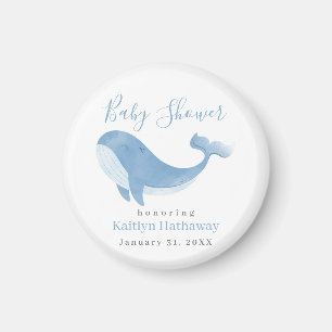 Watercolor Blue Whale Baby Dusche Magnet