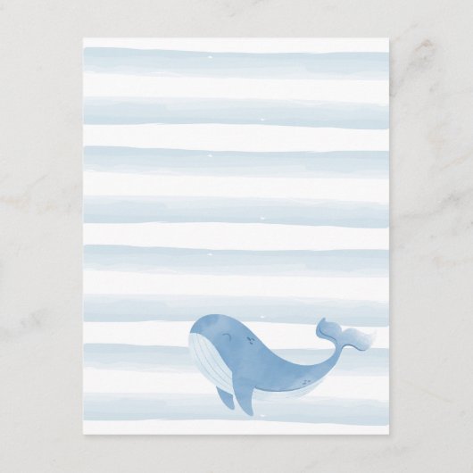 Watercolor Blue Whale Babydusche Wünsche & Beratun Begleitkarte (Rückseite)
