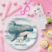 Watercolor Blue Whale Boy Baby Dusche Pappteller (Party)