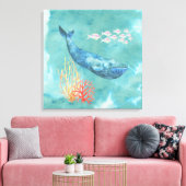 Watercolor Blue Whale ID368 Leinwanddruck (Insitu (Wohnzimmer))