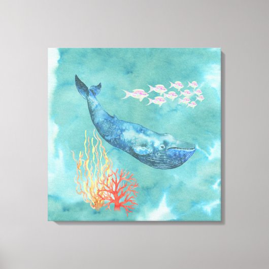 Watercolor Blue Whale ID368 Leinwanddruck (Vorderseite)